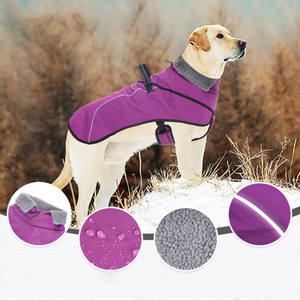 Waterproof Winter <b>Dog</b> Coat Reflective Fleece Lined Warm Pet Jacket with Adjustable Buckle and Harness Handle - Product Image 3