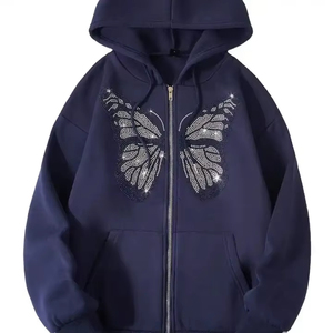 Sudadera con capucha casual para hombre, personalizada con cremallera, forro polar, estampado DTF, efecto lavado ácido y hombros caídos - Product Image 1