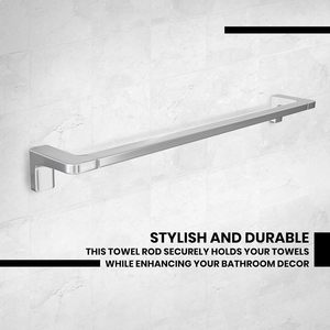 Stainless Steel Rectangular Folding Towel Rack 180° Rotatable Wall Mounted Bathroom Towel Holder Durable <b>Chrome</b> Color - Product Image 5
