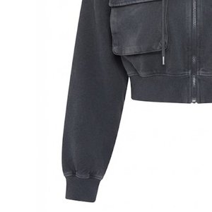 Trendeness Custom Logo Women's Cropped Hoodie Long Sleeve Solid Color Casual Knitted Sweatshirt Autumn Wear Full Sleeve Winter - Product Image 6