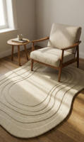 Tapis moderne en laine tufté à la main, à poils moyens et motif géométrique, avec envers antidérapant, idéal pour les maisons de luxe, les hôtels et les espaces de bureau.