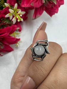 Natural Rainbow Moonstone Brass 925 Silver Plated Handmade Vintage Floral Gemstone <b>Statement</b> <b>Ring</b> for Unisex - Product Image 1