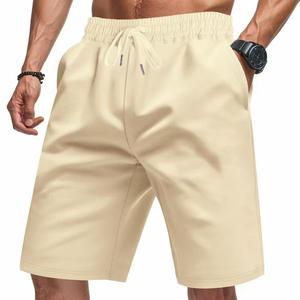 Shorts Bermuda pour hommes, couleur unie, taille à cordon de serrage, poches à séchage rapide, vêtements décontractés - Product Image 1