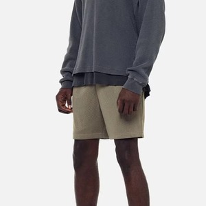 Men's Solid Color Knitted Canvas Bermuda Shorts Mid Waist Drawstring Closure Breathable Eco-Friendly Quick Dry Front OEM Service - Product Image 1