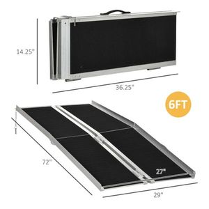 Portable Foldable 6 Threshold Ramp Carpeted Wheelchair Access Ramp for Handicap Access Solution - Product Image 1