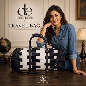 High Quality 2026 Cowhide Leather Luggage <b>Bags</b> Checks Design Handmade <b>Bag</b> Unisex Travel <b>Bag</b> Multi Uses Big Size <b>Duffel</b> <b>Bag</b> - Product Image 6