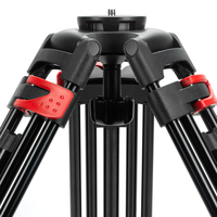 Manizek TE195 Kit de trépied vidéo professionnel en aluminium pour caméra avec tête fluide et écarteur intermédiaire