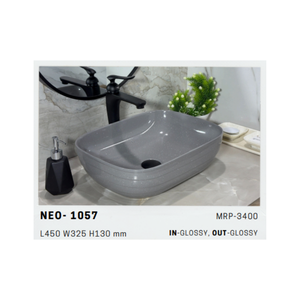 Lavabo de Cerámica Contemporáneo Serie Neo 1056 para Encimeras de Baño de Lujo - Product Image 2