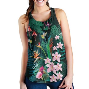 Camiseta sin mangas con estampado floral digital para mujer, cuello redondo, transpirable, de poliéster tejido, estilo casual con bordado. - Product Image 3