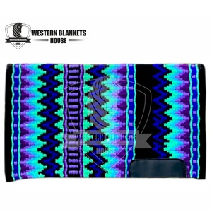 Tapis de selle western professionnel tissé à la main, 100 % laine de Nouvelle-Zélande, doublure en polaire, rembourrage en polyester, patch en cuir de haute qualité - Product Image 2