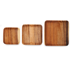 Assiettes en bois d'acacia au design attrayant, styles variés, assiettes de service pour collations, décoration de table de luxe, vaisselle en bois - Product Image 5