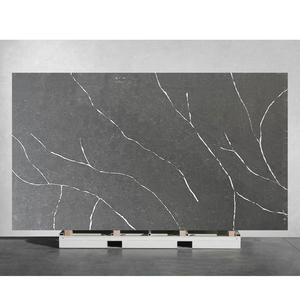 Losa de cuarzo NV313 de bajo mantenimiento escarcha grano blanco hormigón gris losa de piedra de cuarzo Jumbo para Panel de pared de encimera de cocina - Product Image 1