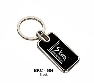 พวงกุญแจโลหะรูปทรงสี่เหลี่ยมพร้อมป้ายชื่อสีดำ คุณภาพพรีเมียม สำหรับของขวัญส่งเสริมการขายและสร้างแบรนด์องค์กร - Product Image 2