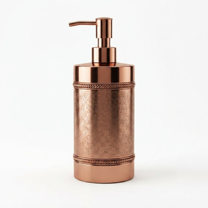 Art Deco Copper <b>Soap</b> Dispenser Antique Finish Metal <b>Hand</b> Sanitizer Lotion Pump Bottle <b>Refillable</b> Countertop Liquid Bathroom Set - Product Image 6