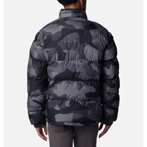 Men's Camouflage Down Puffer <b>Jacket</b> Windproof Zip Closure Stand Collar Casual Winter Coat Regular Fit Thick Polyester Shell Coat - Product Image 4
