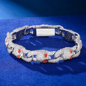 <b>Mens</b> Moissanite 925 <b>Silver</b> Panther <b>Bracelet</b> Red Stone Animal Link <b>Bracelet</b> Iced Out Luxury <b>Mens</b> Statement Jewellery - Product Image 1