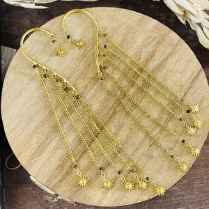 Fashionable Gold Sun <b>Ear</b> <b>Cuffs</b> Boho Brass <b>Earring</b> Celestial Women 18k Gold Plated Sun Design Boho Statement Jewelry Wholesale - Product Image 5