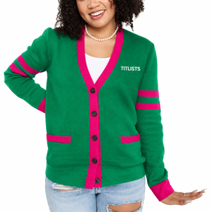 Concevez vos propres pulls à col en V de haute qualité pour les sororités, les fraternités, les écoles, les collèges, les universités, avec logos, cardigans tricotés - Product Image 1