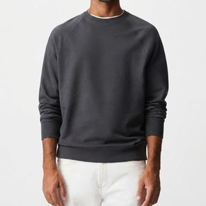 High Quality Streetwear Sweatshirt Solid Color Knitted Cotton with <b>Smooth</b> Fabric <b>Brushed</b> Interior Long Sleeves Everyday Wear - Product Image 1