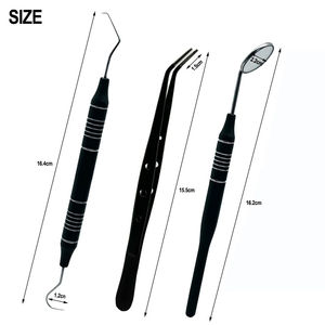 Kit d'outils d'hygiène dentaire en acier inoxydable de qualité médicale : grattoir, sonde, curette, pince, miroir dentaire, outils dentaires manuels - Product Image 3