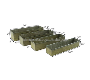 Conjunto de cuatro piezas rectangulares de Zinc rústico, Metal corrugado, diferentes tamaños para decoración de balcones de jardín - Product Image 6