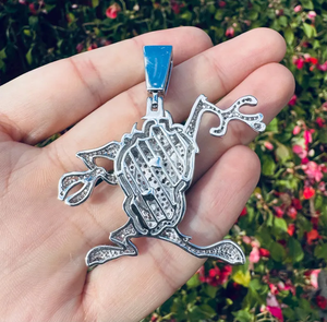 Pendentif grenouille en argent sterling 925 avec diamant Moissanite, serti VVS, taille ronde, style Hip Hop, motif dessin animé personnalisé, pour unisexe - Product Image 2