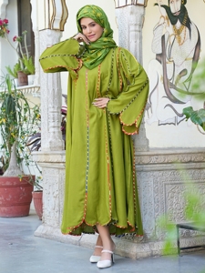 Abaya en coton ample à manches longues, col rond, coupe évasée, respirante, pour soirée décontractée, motif imprimé, vente en gros - Product Image 3