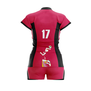 Conjunto de Uniforme de Voleibol Personalizado con Estampado Floral Paisley Rosa para Mujer, Manga Corta, con Icono de Jugadora - Product Image 3