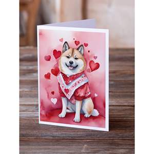 Akita My Valentine Whimsical A7 Tamaño 5x7 Tarjetas de notas en blanco Paquete de 8 tarjetas de felicitación en blanco con sobres - Product Image 2