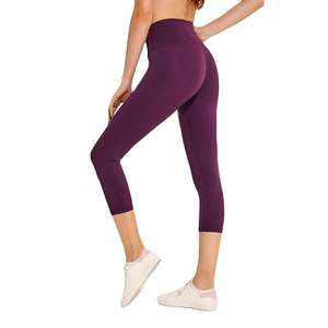 Leggings Capri de Yoga Taille Haute pour Femme, Design Croisé Évidé, Extensibles dans les Quatre Sens, Spandex/Nylon - Product Image 6