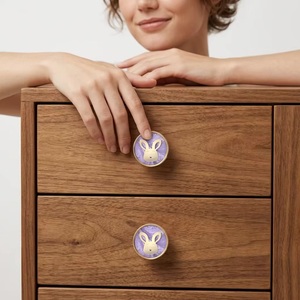 Resin Bunny Cabinet Knob for Wardrobe Bedroom Drawer Kids Furniture <b>Handle</b> Modern Purple <b>Gold</b> Eco-Friendly Adjustable Durable - Product Image 2