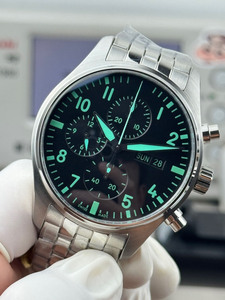 Reloj de Pulsera para Hombre, Moderno, Estilo Hip-hop, de Lujo, con Esfera Negra y Verde, Correa de Acero, Cronógrafo, Fecha, Mecánico Automático - Product Image 2