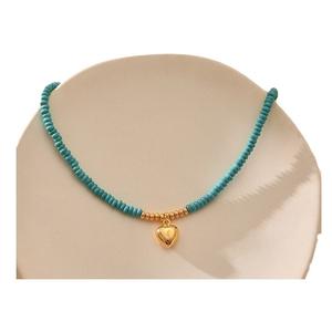 Collar de Cadena con Colgante de Corazón de Durazno Hecho a Mano Estilo Europeo Americano, Venta Caliente, Colgante de Piedra Irregular, Diseño de Nicho para Comercio Exterior - Product Image 4