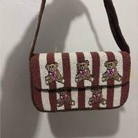 Sac à bandoulière motif chat perlé, entièrement fait main en Inde, broderie de perles de rocaille de luxe exquise, pochette de soirée pour femme, sac à main de mariée
