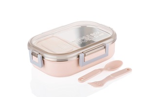 Stainless Steel <b>Lunch</b> <b>Box</b> Rectangle Portable Bpa Free Leak Proof 1 Compartment Blue With Plastic Lid And Utensils - Product Image 6