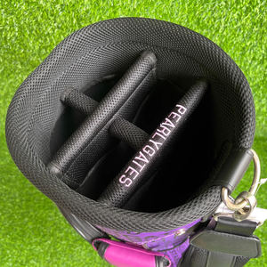 Professional Grade Navy Blue Synthetic Leather <b>Golf</b> Bag Featuring Bold Typographic Design and High-Capacity Storage - Product Image 5