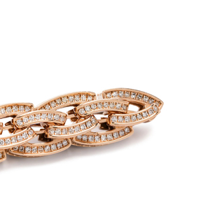 Rose Gold Diamond <b>ring</b> Channel <b>Set</b> Round Brilliant Cut Geometric Link Luxury Unisex Everyday Wear - Product Image 2
