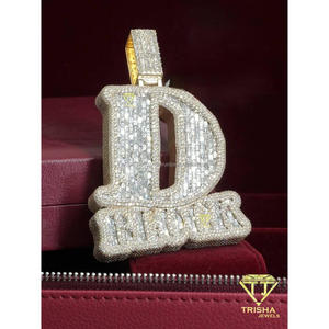 Luxury Custom D <b>Initial</b> Pendant Full Iced Hip Hop <b>Necklace</b> Personalized Letter Charm Gold Plated 925 Sterling <b>Silver</b> Trisha - Product Image 3