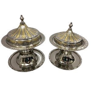 Luxury Arabic Gold Stainless Steel Eco-friendly Date <b>Pot</b> Handmade Modern Khajoor Bowl with <b>Lid</b> Tray Party Wedding Gifting - Product Image 5