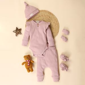 Premium Quality Organic Bamboo Elastane Pack Of 5 Longsleeve with Beanie Blush <b>Pink</b> - Product Image 1