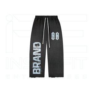 Ensemble de survêtement streetwear d'hiver pour homme : sweat à capuche zippé et pantalon de survêtement évasé avec logo de marque imprimé, coupe ample longue - Product Image 3