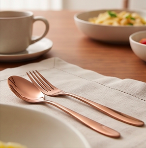 Modern Copper Flatware <b>Set</b> With High Mirror Polish Rust Resistant Metal Spoon Fork Knife <b>For</b> Wedding <b>Dinnerware</b> - Product Image 4