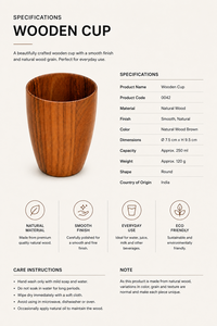 Wooden Beer Cup Minimalist Design Handcrafted Natural Wood Grain Unbreakable Tumbler for Cocktail Party - Product Image 3