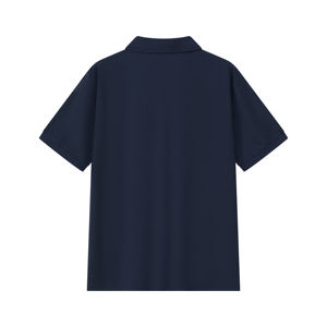 เสื้อโปโลแขนสั้นสีน้ำเงินกรมท่าสำหรับผู้ชาย ทรงปกติ สวมใส่สบาย สีพื้น ผ้าทอ - Product Image 2