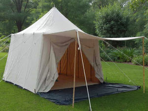 Novedosa Carpa de Lona Inclinada para Pared, 10x10x10 Pies, con Toldo, Ventana Trasera, Puerta Individual, Metálica, para Cuatro Estaciones, de Tela de Algodón Repelente al Agua - Product Image 5