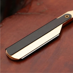 Maquinilla de afeitar de borde recto de peluquero profesional, cuchilla de acero inoxidable de una sola hoja, cuchilla de afeitar de peluquero plegable para afeitado de barba - Product Image 5