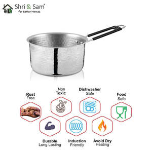 Lightweight Stainless Steel Hammered <b>Sauce</b> <b>Pan</b> - Product Image 3