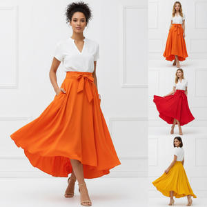 Jupes respirantes personnalisées avec logo, jupe crayon longue en coton pour femmes, plissée, vente en gros, jupe longue de sport pour femmes, OEM/ODM - Product Image 3