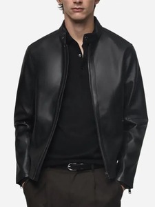 Mens Stylish Black Leather <b>Zip</b> <b>Up</b> <b>Jacket</b> - Product Image 1