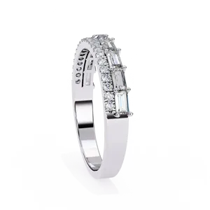 Bague unisexe en or massif 10K 14K 18K avec diamant de laboratoire taille baguette serti en pavé, certifiée IGI, bijou de luxe, cadeau - Product Image 2